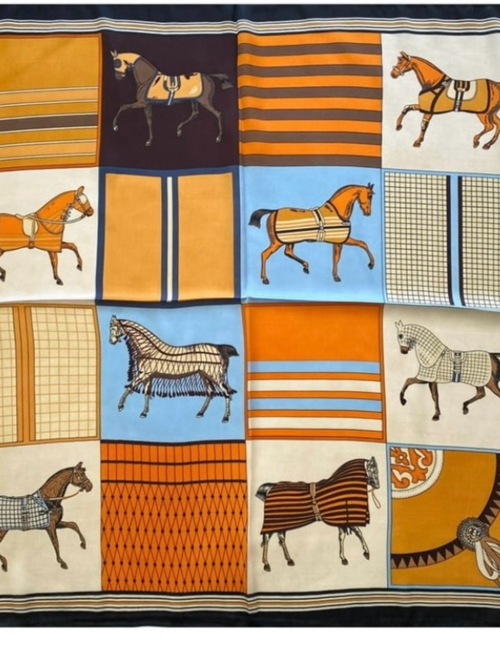 Equestrian Horse Print Square Scarf